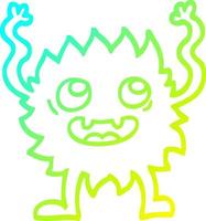 cold gradient line drawing cartoon funny furry monster vector