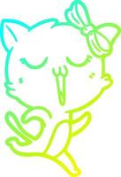 cold gradient line drawing cartoon cat vector