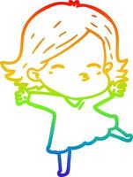 rainbow gradient line drawing cartoon woman vector