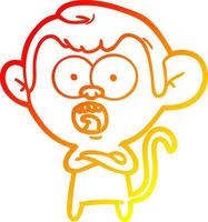 warm gradient line drawing cartoon shocked monkey vector