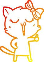warm gradient line drawing cartoon cat vector