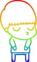 rainbow gradient line drawing cartoon calm boy vector