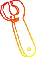 warm gradient line drawing cartoon spanner tool vector