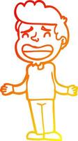 warm gradient line drawing cartoon boy shrugging vector