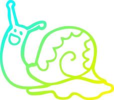 cold gradient line drawing cute cartoon snail vector