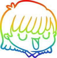 arco iris gradiente línea dibujo dibujos animados cara femenina vector