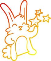 warm gradient line drawing cartoon happy rabbit vector