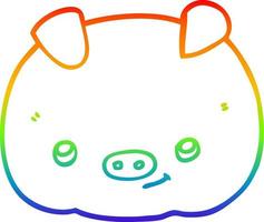 rainbow gradient line drawing cartoon happy pig vector