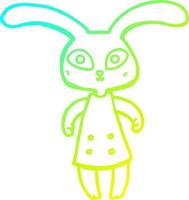 cold gradient line drawing cute cartoon rabbit vector