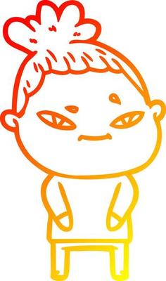 warm gradient line drawing cartoon woman