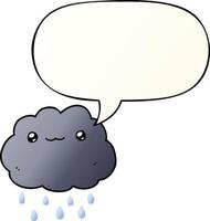 cartoon cloud and speech bubble in smooth gradient style vector