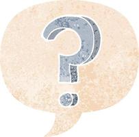 cartoon question mark and speech bubble in retro textured style vector