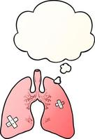 cartoon lungs and thought bubble in smooth gradient style vector