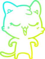 cold gradient line drawing happy cartoon cat vector