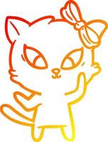 warm gradient line drawing cartoon cat vector