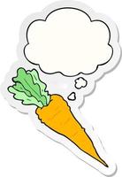 cartoon carrot and thought bubble as a printed sticker vector