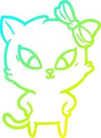 cold gradient line drawing cartoon cat vector