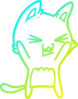 cold gradient line drawing cartoon cat hissing vector