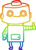 rainbow gradient line drawing cartoon robot vector