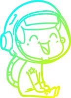 cold gradient line drawing happy cartoon astronaut vector