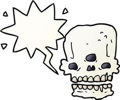 cartoon spooky skull and speech bubble in smooth gradient style vector