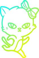 cold gradient line drawing cute cartoon cat vector