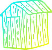 cold gradient line drawing cartoon wooden shed vector