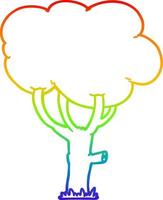 árbol de dibujos animados de dibujo de línea de gradiente de arco iris vector