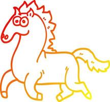 dibujo de línea de gradiente cálido caballo corriendo de dibujos animados