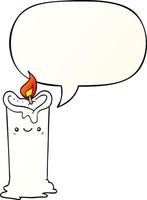 cartoon candle and speech bubble in smooth gradient style vector