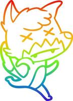 rainbow gradient line drawing cartoon cross eyed fox vector