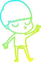 cold gradient line drawing cartoon calm boy vector