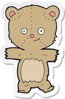 sticker of a cartoon teddy bear vector