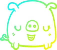 cold gradient line drawing cartoon pig vector