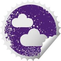 distressed circular peeling sticker symbol snow cloud vector