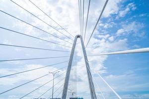 Ho Chi Minh city, Vietnam - MAY 22 2022 Thu Thiem 2 bridge, connecting Thu Thiem peninsula and District 1 across the Saigon River in Bach Dang port photo