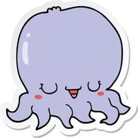 sticker of a cartoon jellyfish vector