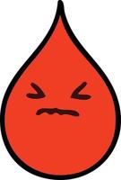 quirky hand drawn cartoon emotional blood drop vector