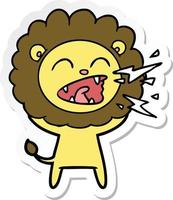 sticker of a cartoon roaring lion vector