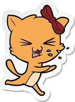 sticker of a cartoon cat vector