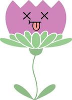 flat color retro cartoon flower vector