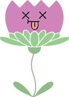 flat color retro cartoon flower vector