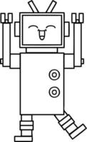 line drawing cartoon robot vector