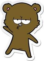 sticker of a bored bear cartoon vector