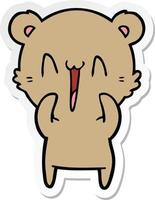 sticker of a happy bear cartoon vector