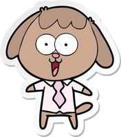 sticker of a cute cartoon dog vector