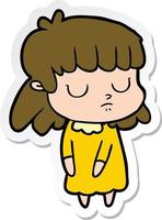 sticker of a cartoon indifferent woman vector