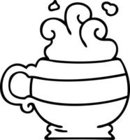 quirky line drawing cartoon hot drink vector