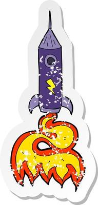 retro distressed sticker of a cartoon space rocket