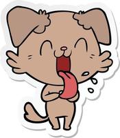 sticker of a cartoon panting dog vector